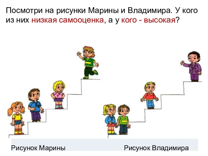 Посмотри на рисунки Марины и Владимира. У кого из них низкая