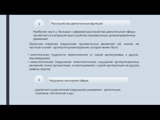 Расстройства двигательных функций 3 Наиболее часто у больных с афазией расстройства