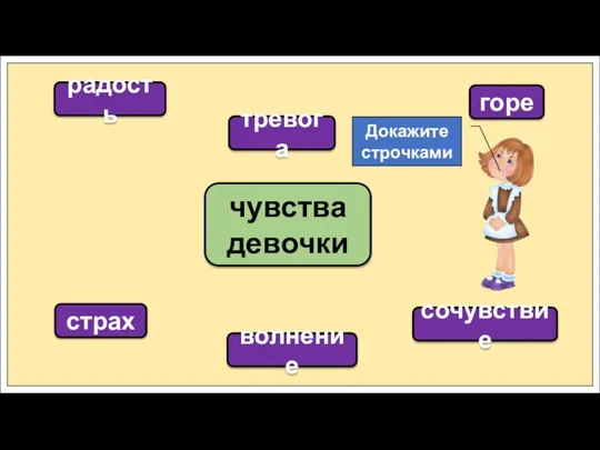 чувства девочки радость тревога горе страх волнение сочувствие Докажите строчками