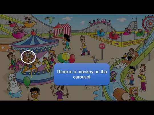 There is a monkey on the carousel