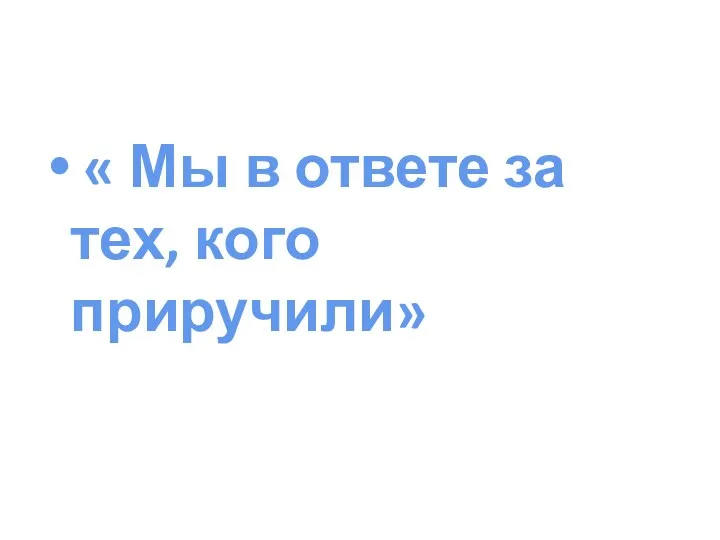 « Мы в ответе за тех, кого приручили» А. Экзюпери