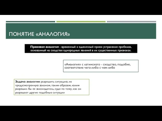 ПОНЯТИЕ «АНАЛОГИЯ» «Аналогия» с латинского - сходство, подобие, соответствие чего-либо с