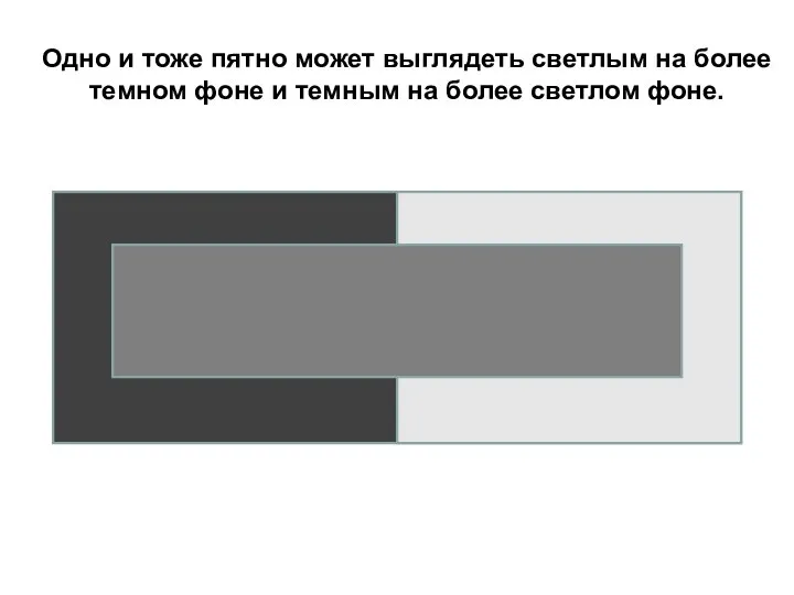 Одно и тоже пятно может выглядеть светлым на более темном фоне