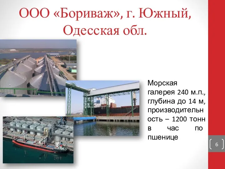 ООО «Бориваж», г. Южный, Одесская обл. Морская галерея 240 м.п., глубина