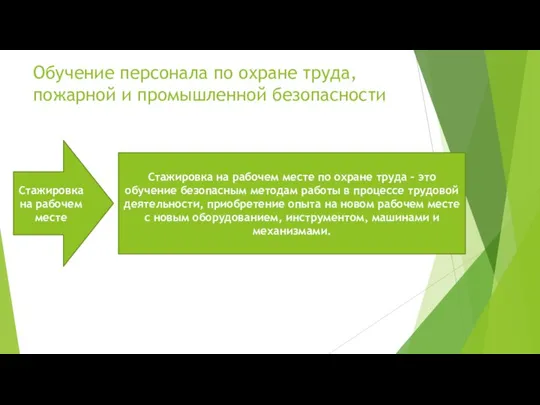 Обучение персонала по охране труда, пожарной и промышленной безопасности Стажировка на