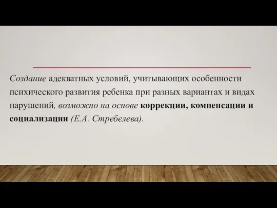 Создание адекватных условий, учитывающих особенности психического развития ребенка при разных вариантах