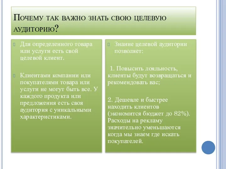 Почему так важно знать свою целевую аудиторию? Для определенного товара или