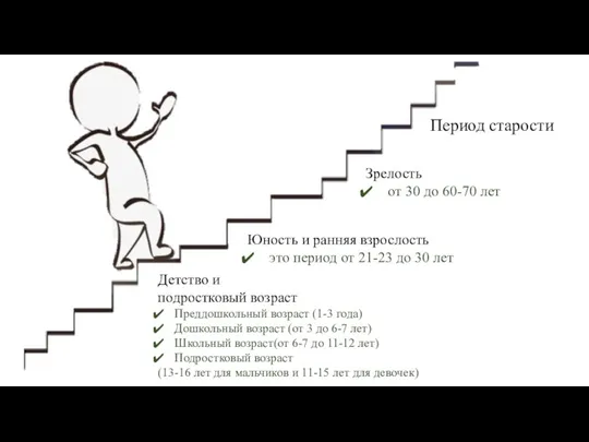 Детство и подростковый возраст Преддошкольный возраст (1-3 года) Дошкольный возраст (от