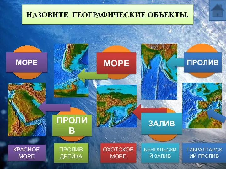 НАЗОВИТЕ ГЕОГРАФИЧЕСКИЕ ОБЪЕКТЫ. 1 2 3 4 5 МОРЕ ОТВЕТ КРАСНОЕ