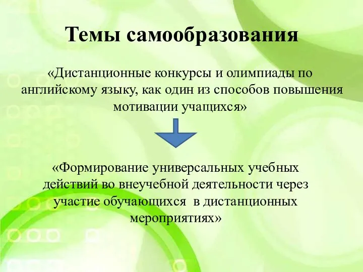 Темы самообразования «Дистанционные конкурсы и олимпиады по английскому языку, как один