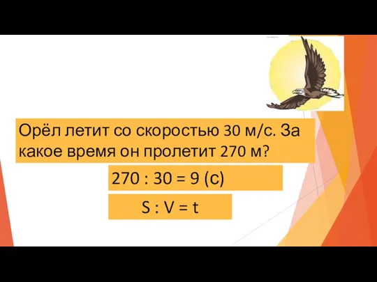 Орёл летит со скоростью 30 м/с. За какое время он пролетит