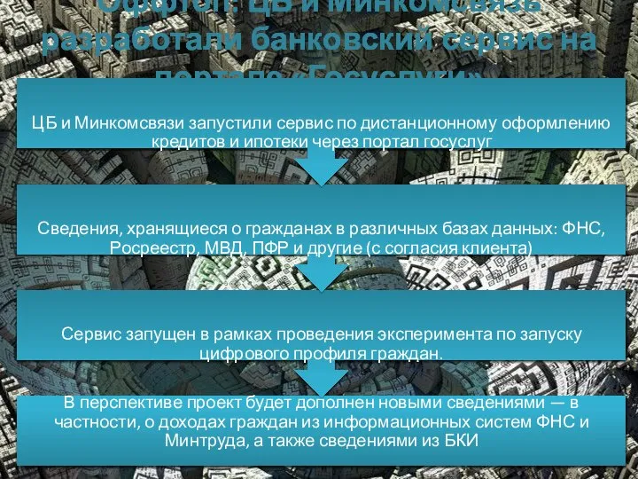 Оффтоп: ЦБ и Минкомсвязь разработали банковский сервис на портале «Госуслуги»