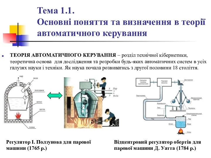 Тема 1.1. Основні поняття та визначення в теорії автоматичного керування ТЕОРІЯ