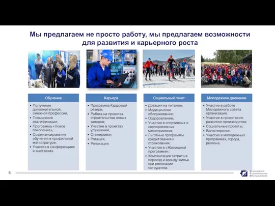 Мы предлагаем не просто работу, мы предлагаем возможности для развития и карьерного роста