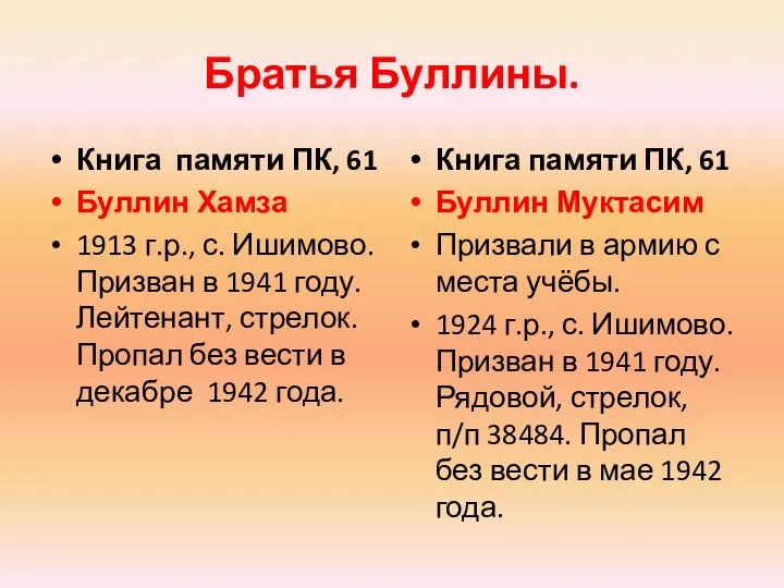 Братья Буллины. Книга памяти ПК, 61 Буллин Хамза 1913 г.р., с.