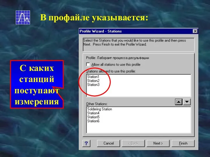 В профайле указывается: С каких станций поступают измерения