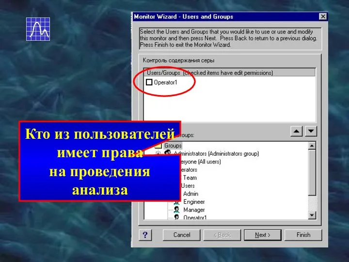 Кто из пользователей имеет права на проведения анализа