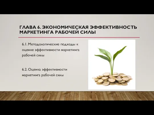 ГЛАВА 6. ЭКОНОМИЧЕСКАЯ ЭФФЕКТИВНОСТЬ МАРКЕТИНГА РАБОЧЕЙ СИЛЫ 6.1. Методологические подходы к