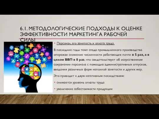 6.1. МЕТОДОЛОГИЧЕСКИЕ ПОДХОДЫ К ОЦЕНКЕ ЭФФЕКТИВНОСТИ МАРКЕТИНГА РАБОЧЕЙ СИЛЫ Персонал, его