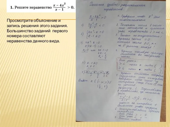 Просмотрите объяснение и запись решения этого задания. Большинство заданий первого номера составляют неравенства данного вида.