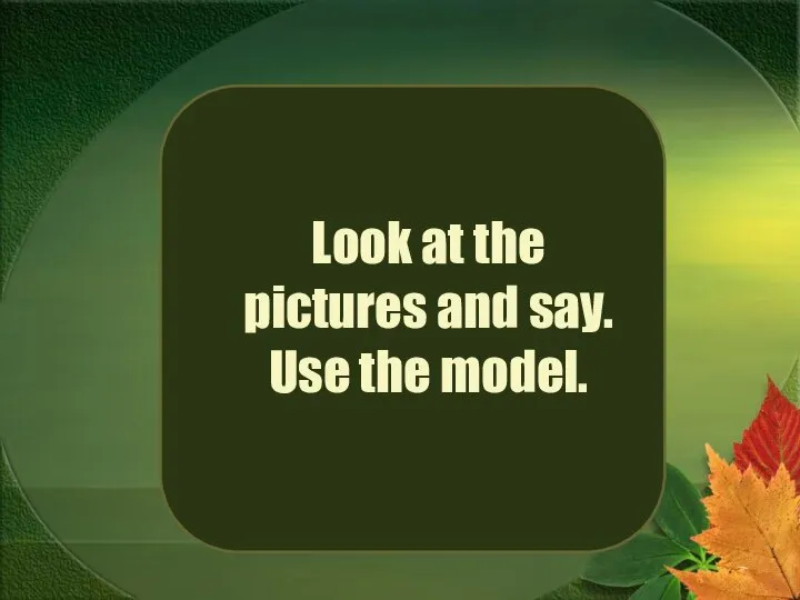 Look at the pictures and say. Use the model.