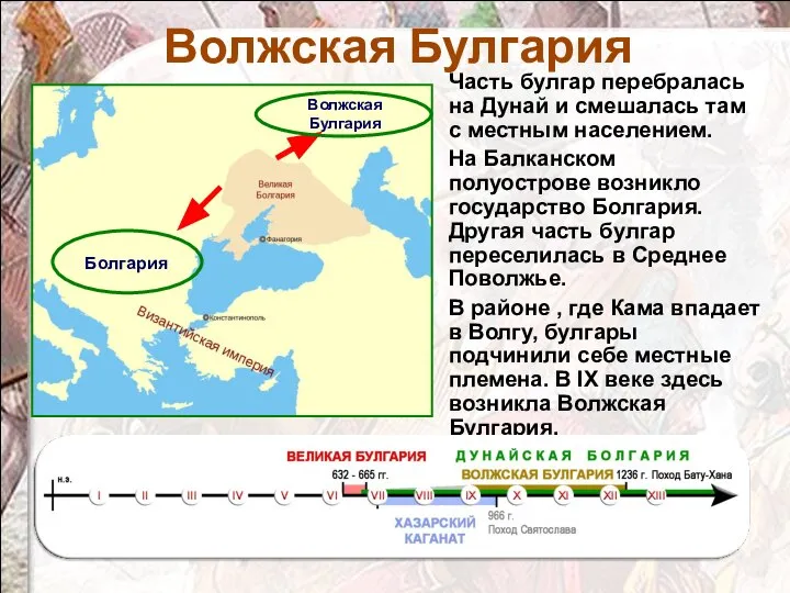 Часть булгар перебралась на Дунай и смешалась там с местным населением.