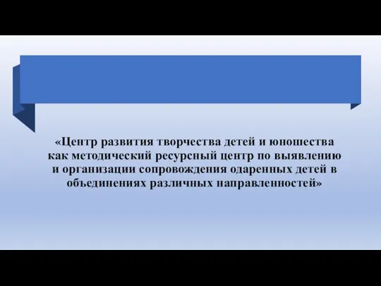 «Центр развития творчества детей и юношества как методический ресурсный центр по