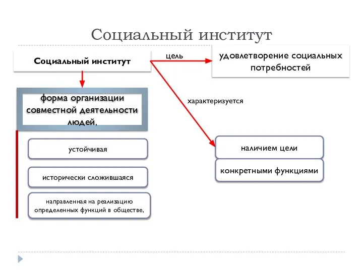 Социальный институт форма организации совместной деятельности людей, исторически сложившаяся направленная на