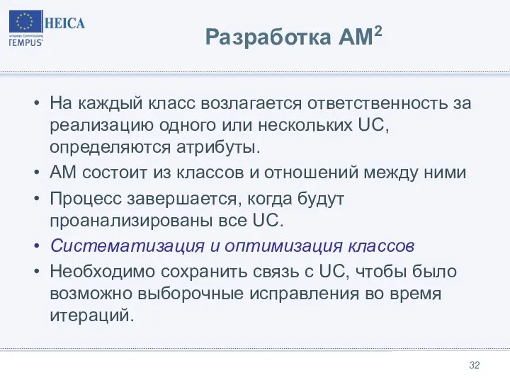 Разработка AM2 На каждый класс возлагается ответственность за реализацию одного или