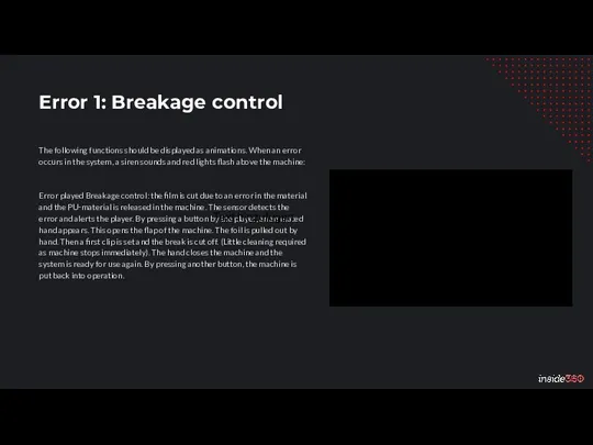 Error 1: Breakage control The following functions should be displayed as