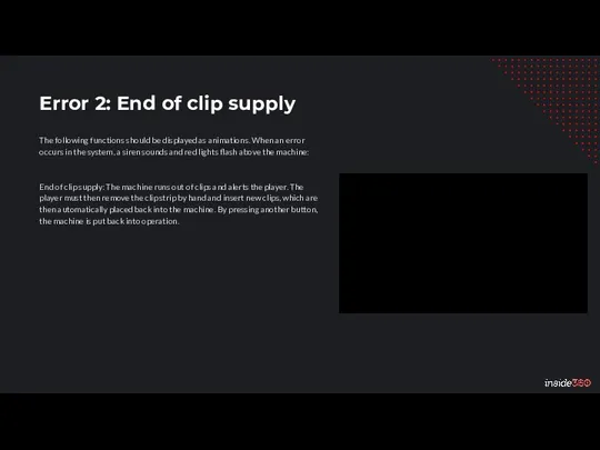 Error 2: End of clip supply The following functions should be