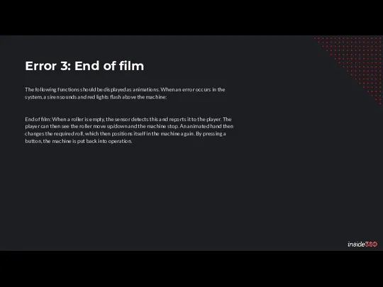 Error 3: End of film The following functions should be displayed