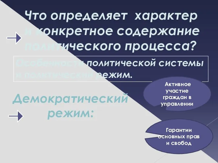 Что определяет характер и конкретное содержание политического процесса? Особенности политической системы