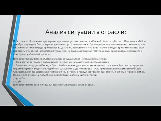 Анализ ситуации в отрасли: По итогам 2018 года в городе зарегистрирована