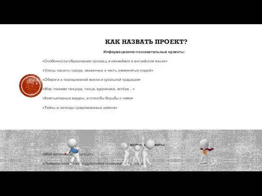 КАК НАЗВАТЬ ПРОЕКТ? Информационно-познавательные проекты: «Особенности образования прозвищ и никнеймов в