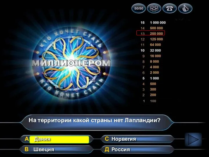 На территории какой страны нет Лапландии? А В Д С Швеция Норвегия Дания Россия