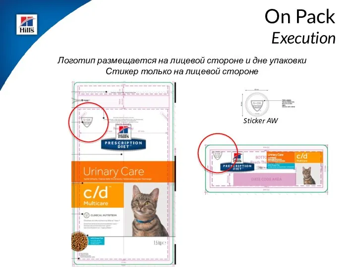 On Pack Execution Логотип размещается на лицевой стороне и дне упаковки