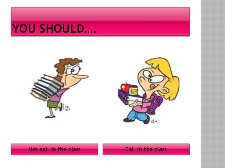 YOU SHOULD…. Not eat in the class Eat in the class