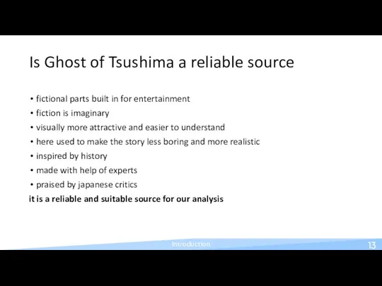 Is Ghost of Tsushima a reliable source fictional parts built in