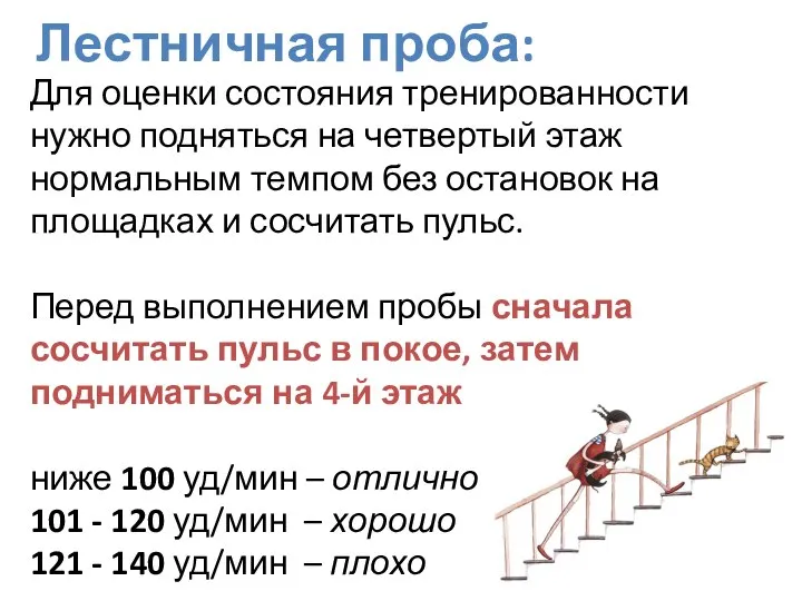 Лестничная проба: Для оценки состояния тренированности нужно подняться на четвертый этаж