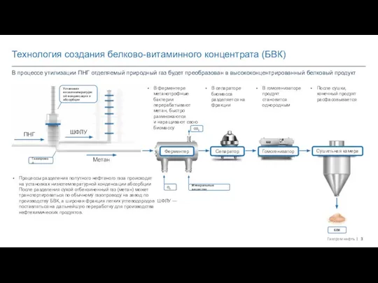 Технология создания белково-витаминного концентрата (БВК) Ферментер ПНГ ШФЛУ Метан Установки низкотемпературной