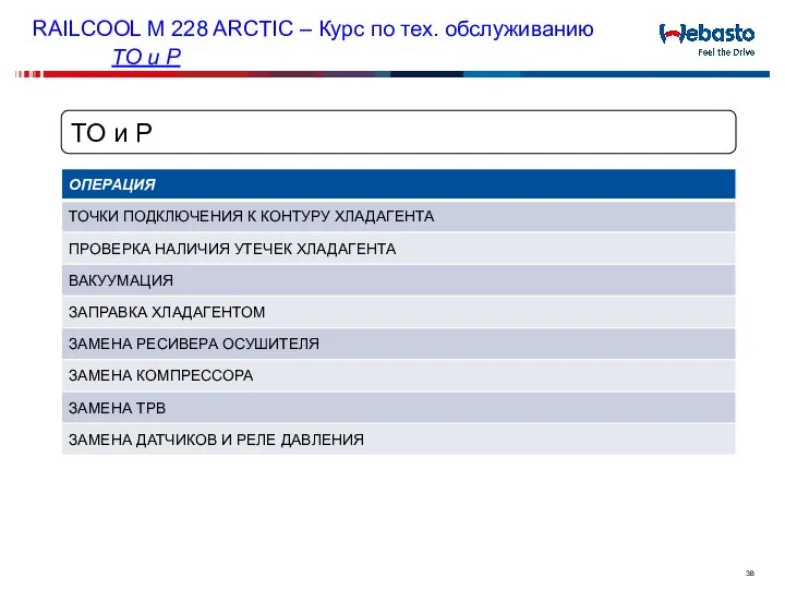 RAILCOOL M 228 ARCTIC – Курс по тех. обслуживанию ТО и Р ТО и Р