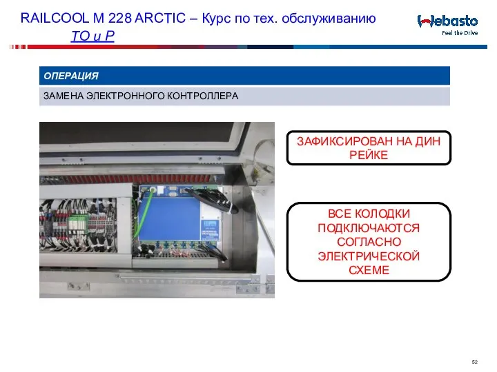 ВСЕ КОЛОДКИ ПОДКЛЮЧАЮТСЯ СОГЛАСНО ЭЛЕКТРИЧЕСКОЙ СХЕМЕ RAILCOOL M 228 ARCTIC –