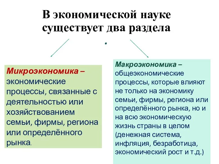 В экономической науке существует два раздела .