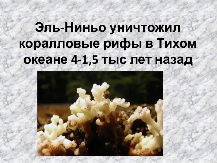 Эль-Ниньо уничтожил коралловые рифы в Тихом океане 4-1,5 тыс лет назад