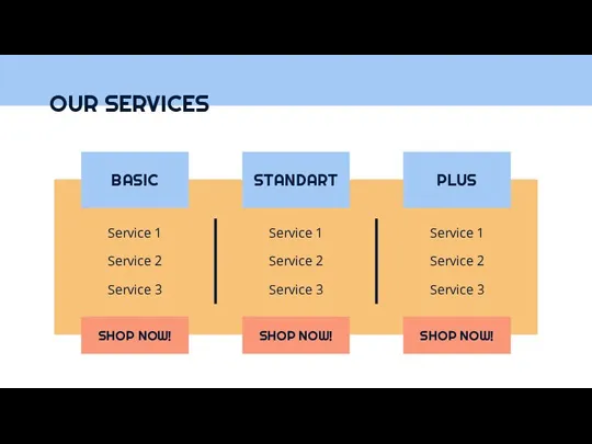 OUR SERVICES SHOP NOW! SHOP NOW! SHOP NOW! BASIC STANDART PLUS