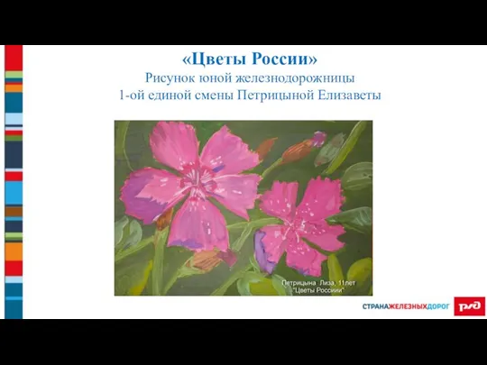 «Цветы России» Рисунок юной железнодорожницы 1-ой единой смены Петрицыной Елизаветы