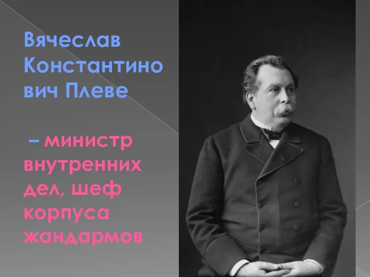 Вячеслав Константинович Плеве – министр внутренних дел, шеф корпуса жандармов