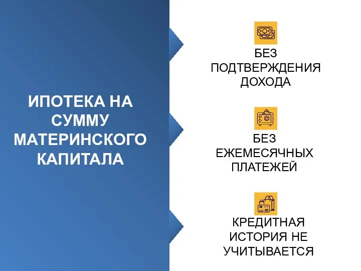 ИПОТЕКА НА СУММУ МАТЕРИНСКОГО КАПИТАЛА БЕЗ ПОДТВЕРЖДЕНИЯ ДОХОДА БЕЗ ЕЖЕМЕСЯЧНЫХ ПЛАТЕЖЕЙ КРЕДИТНАЯ ИСТОРИЯ НЕ УЧИТЫВАЕТСЯ