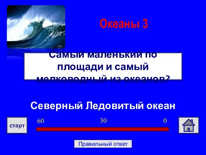 Северный Ледовитый океан Самый маленький по площади и самый мелководный из